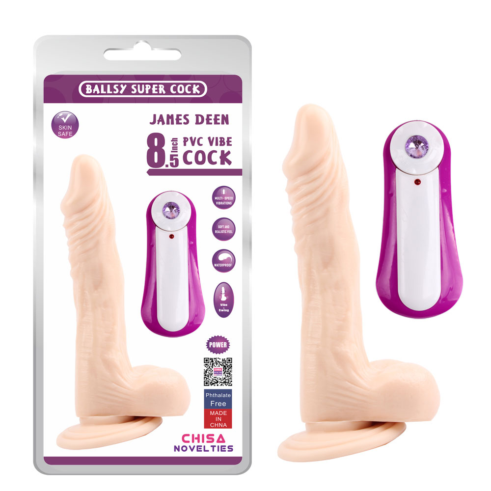 JAMES DEEN 8.5 Vibrating Dildo-Flesh